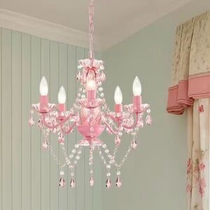 Elegant Pink Chandelier with Crystal Accents